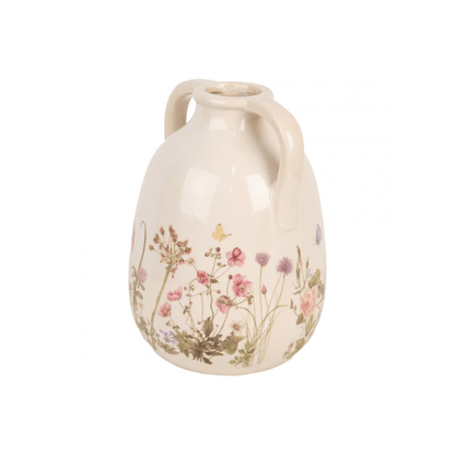 Jarra Cerâmica Bege com Flores Clayre & Eef