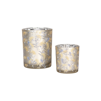 Porta-Vela Cinza com Flores Amarelas Clayre & Eef