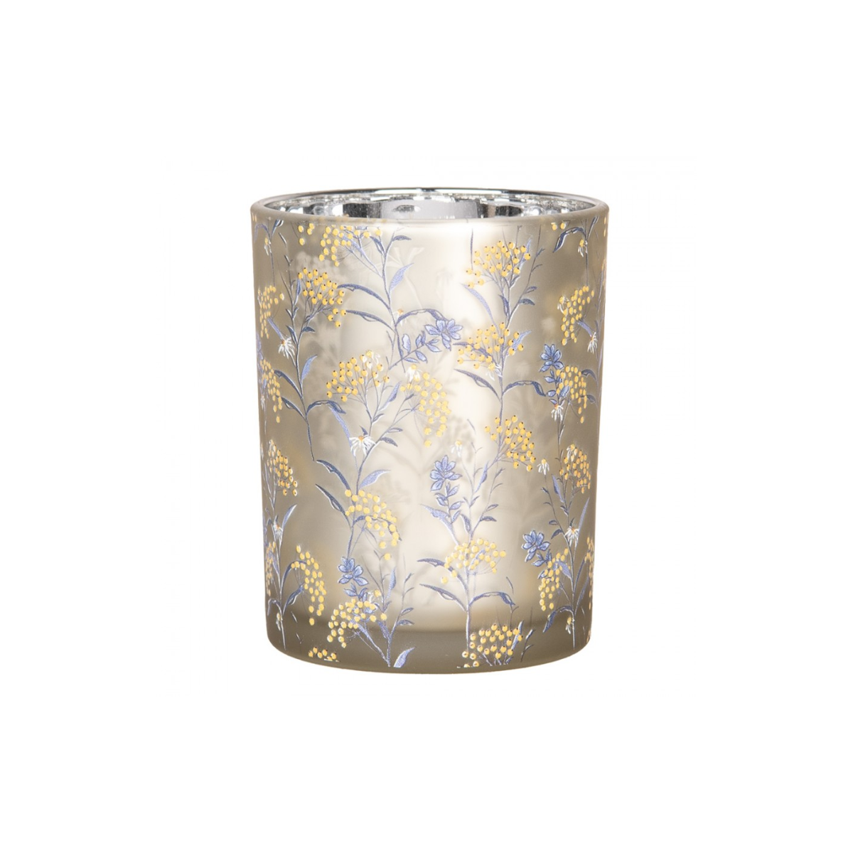 Porta-Vela Cinza com Flores Amarelas Clayre & Eef