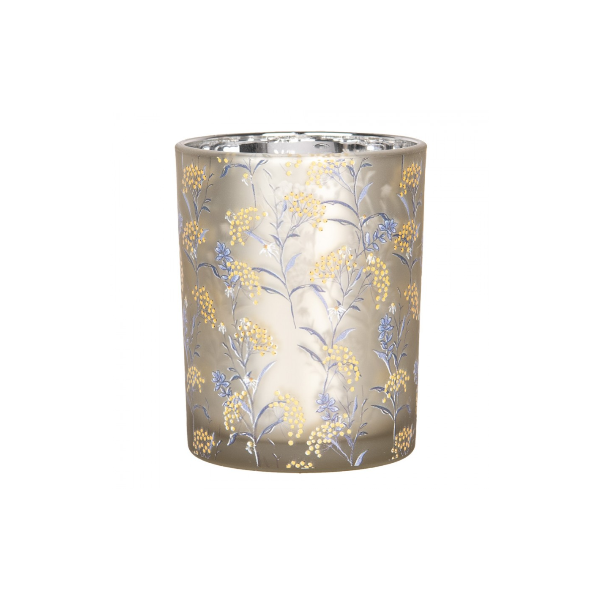 Porta-Vela Cinza com Flores Amarelas Clayre & Eef