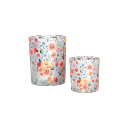 Porta-Vela Cinza com Flores Clayre & Eef