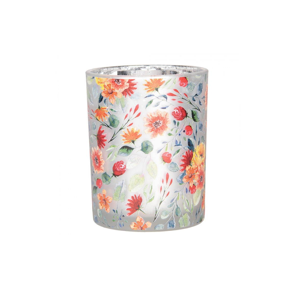 Porta-Vela Cinza com Flores Clayre & Eef