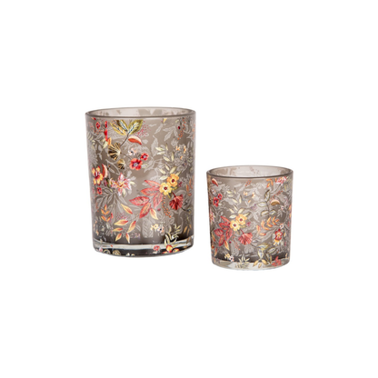 Porta-Vela Cinza com Flores Clayre & Eef