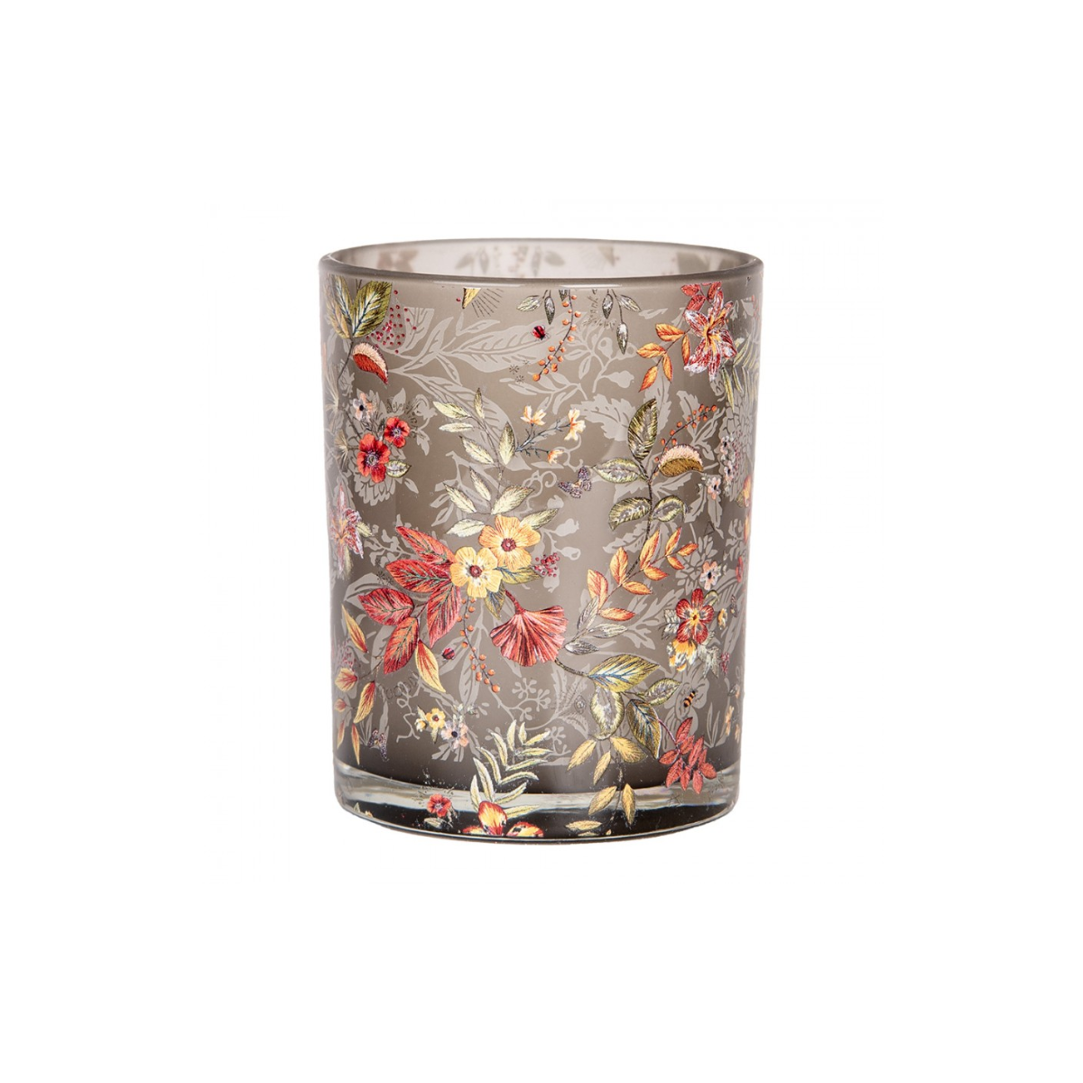 Porta-Vela Cinza com Flores Clayre & Eef