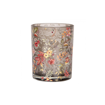 Porta-Vela Cinza com Flores Clayre & Eef