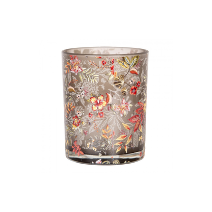 Porta-Vela Cinza com Flores Clayre & Eef