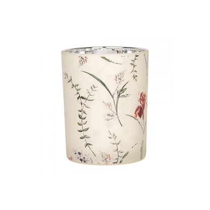 Porta-Vela Bege com Flores Clayre & Eef