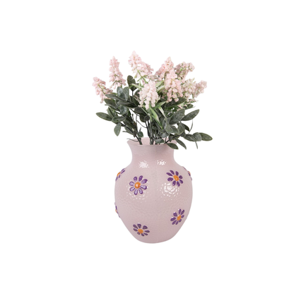 Jarra Cerâmica Rosa com Flores Lilás Clayre & Eef