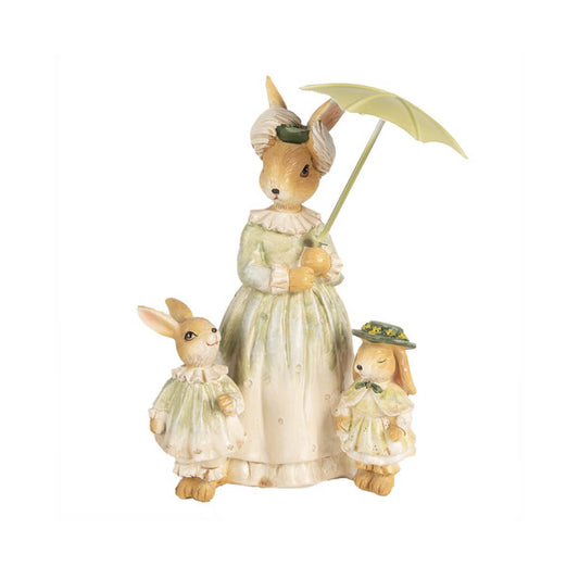 Figura Coelhos com Guarda-Chuva