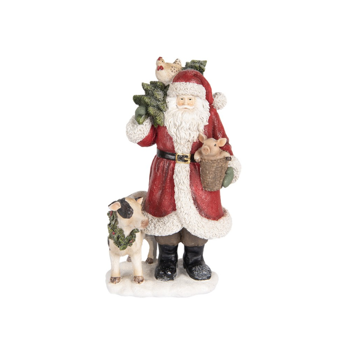 Pai Natal com Animais 30cm Clayre & Eef