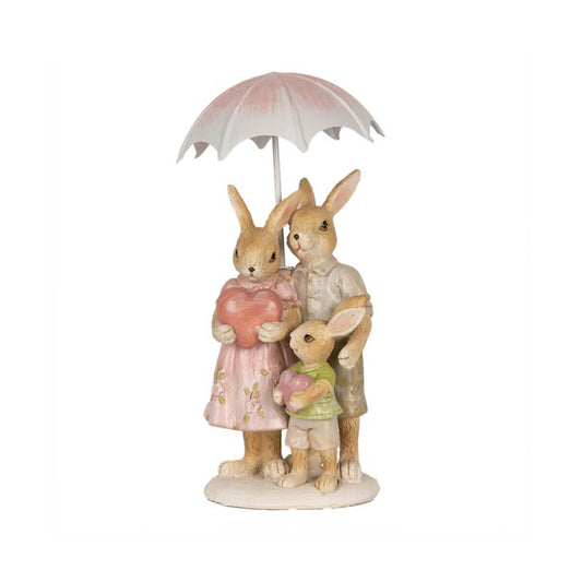 Figura Coelhos com Guarda-Chuva