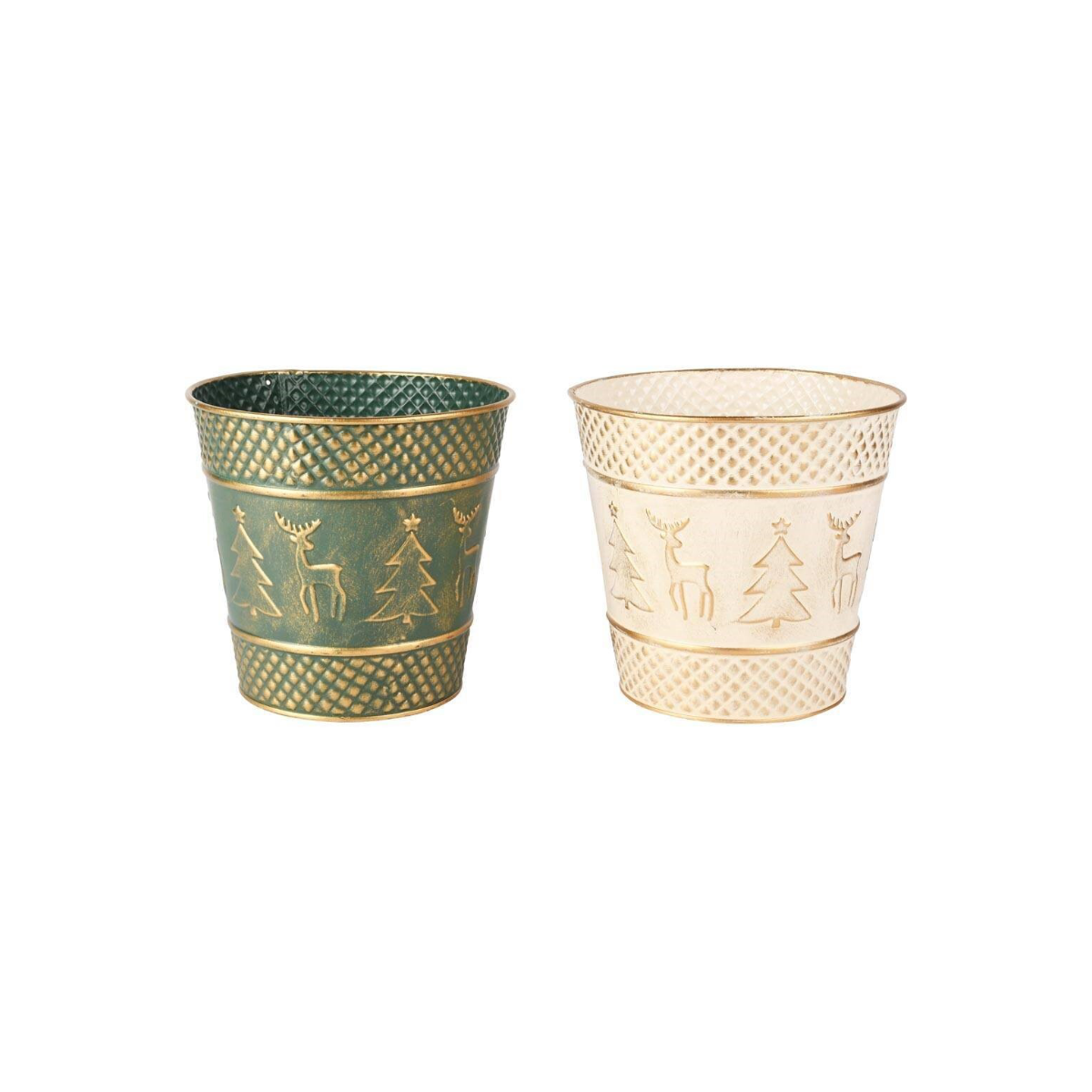 Vaso Renas e Árvores Metal