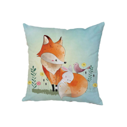 Fox Pillow with Rabbit