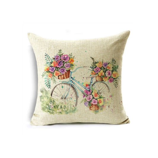Cushion Nature Bicycle with Flowers
