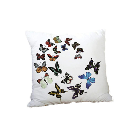 White Cushion with Dark Butterflies