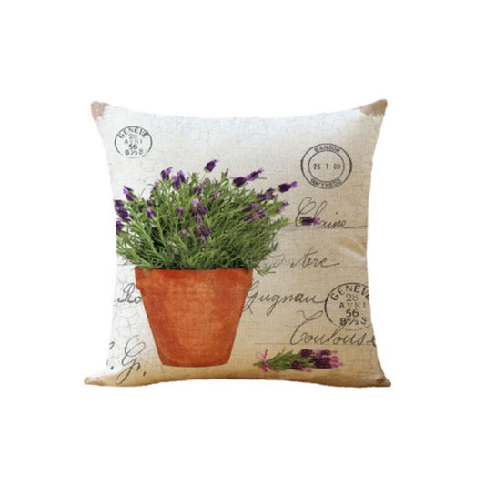 Cushion with Lavender Vase
