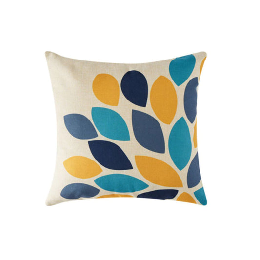 Cushion Leaves Blue/Yellow/Gray
