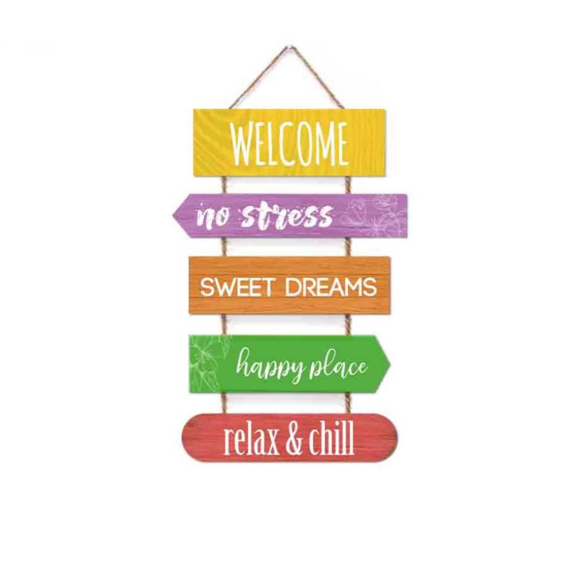 Placa Parede "Welcome, No Stress, ..."