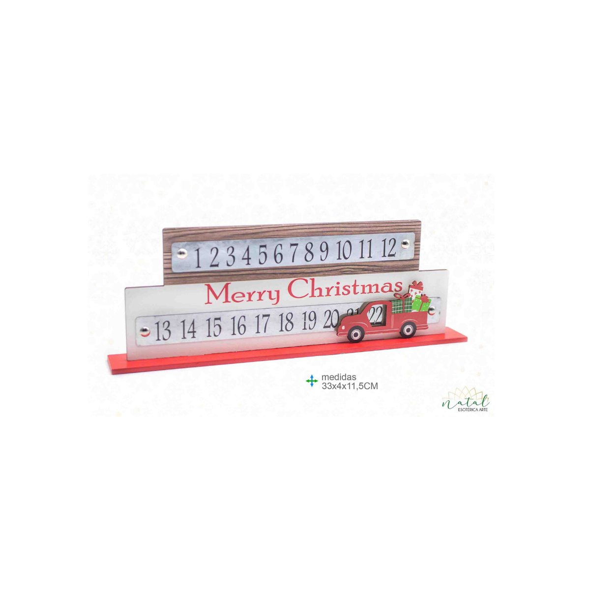 Placa Calendário de Natal "Merry Christmas"