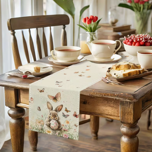 Caminho de Mesa Coelho com Borboletas 90cm