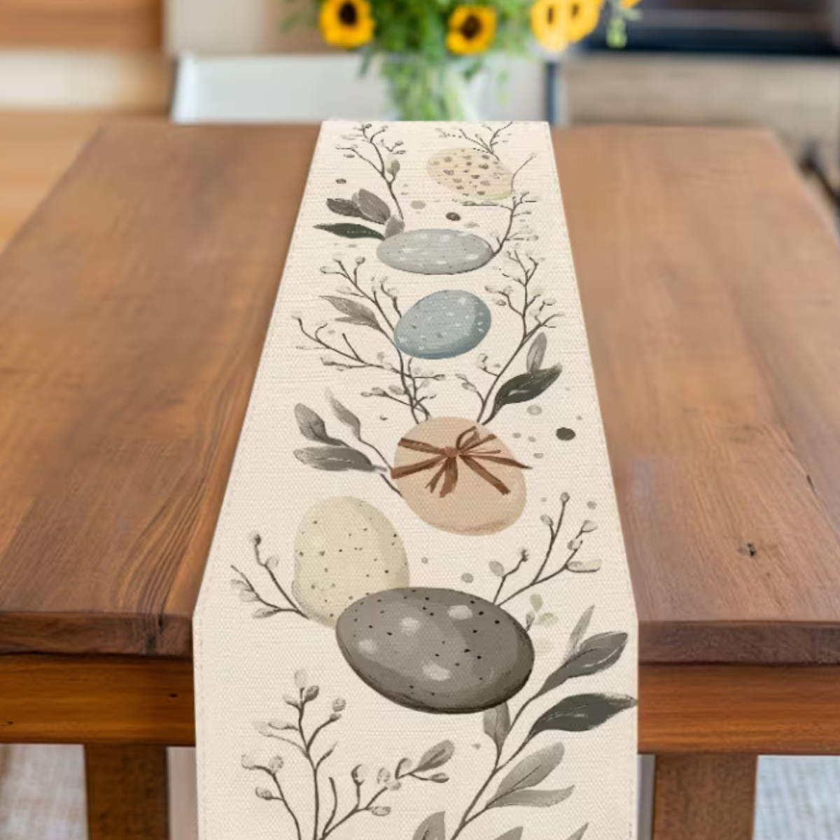 Caminho de Mesa Ovos e Ramos 140cm