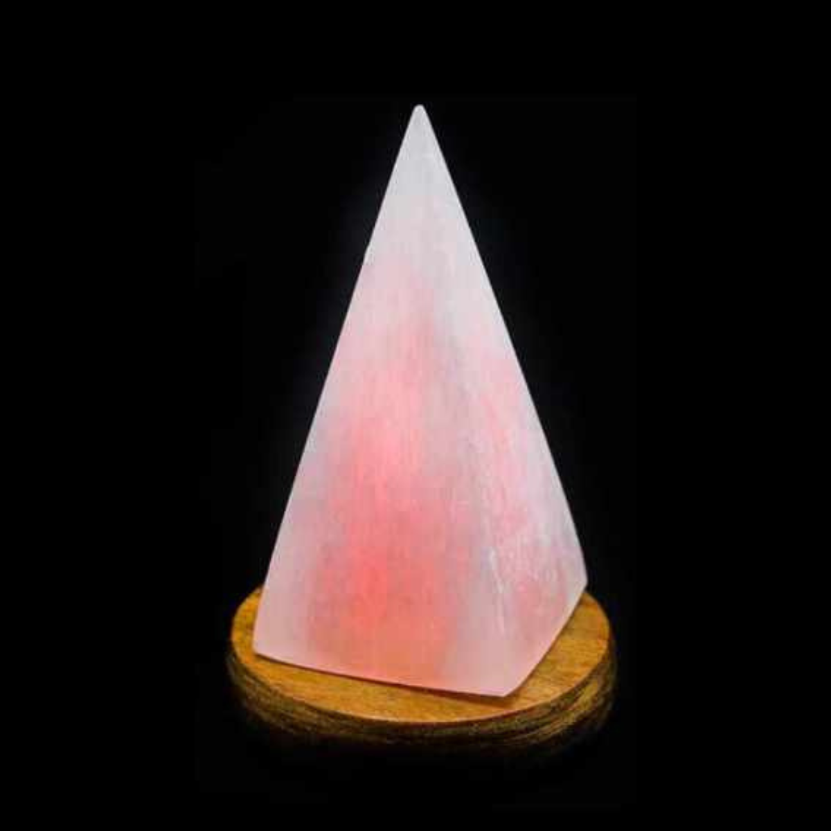 Candeeiro Pirâmide com base USB Selenite 10cm