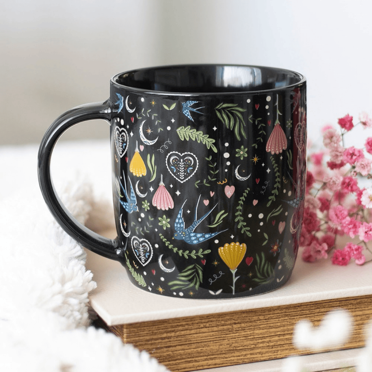 Caneca Black Midnight Bloom Print