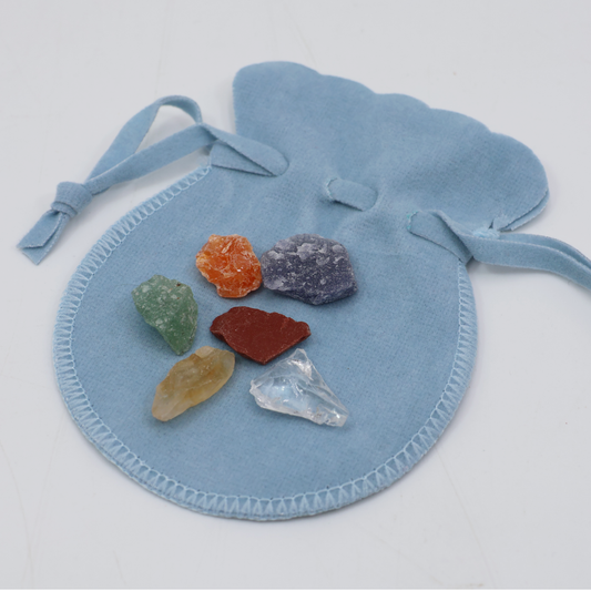 Kit 7 Chakras Pedra Bruta com Bolsa