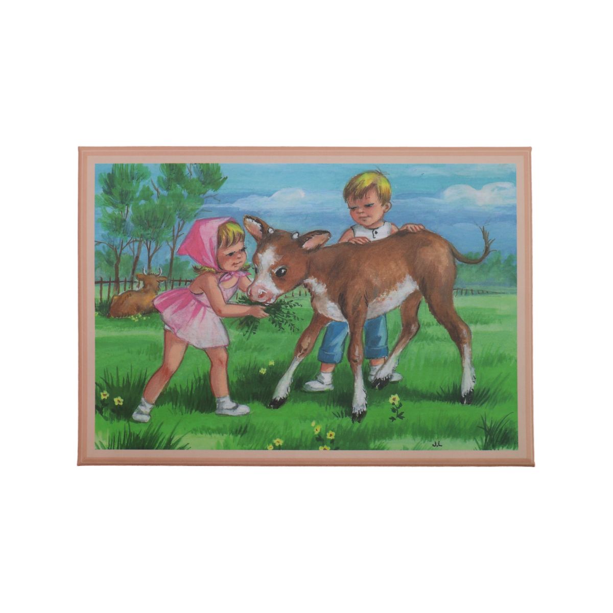 Caixa de Música Baú Meninos e Vaca Trousselier