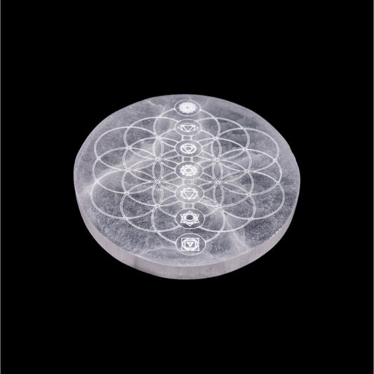 Base Selenite Flor da Vida e 7 Chakras