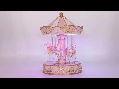 Pink and White Carousel Music Box