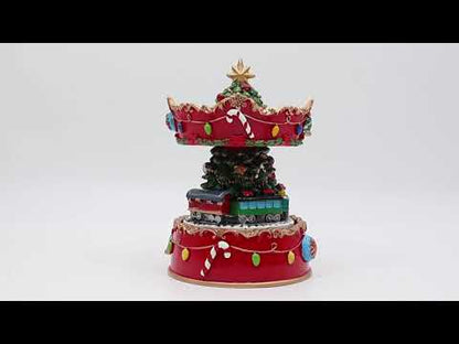 Caixa de Música Carrossel Pai Natal com Comboio