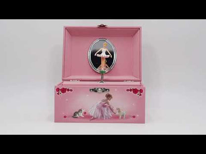 Caixa de Música Baú Bailarina com Cão e Gato Musicboxworld