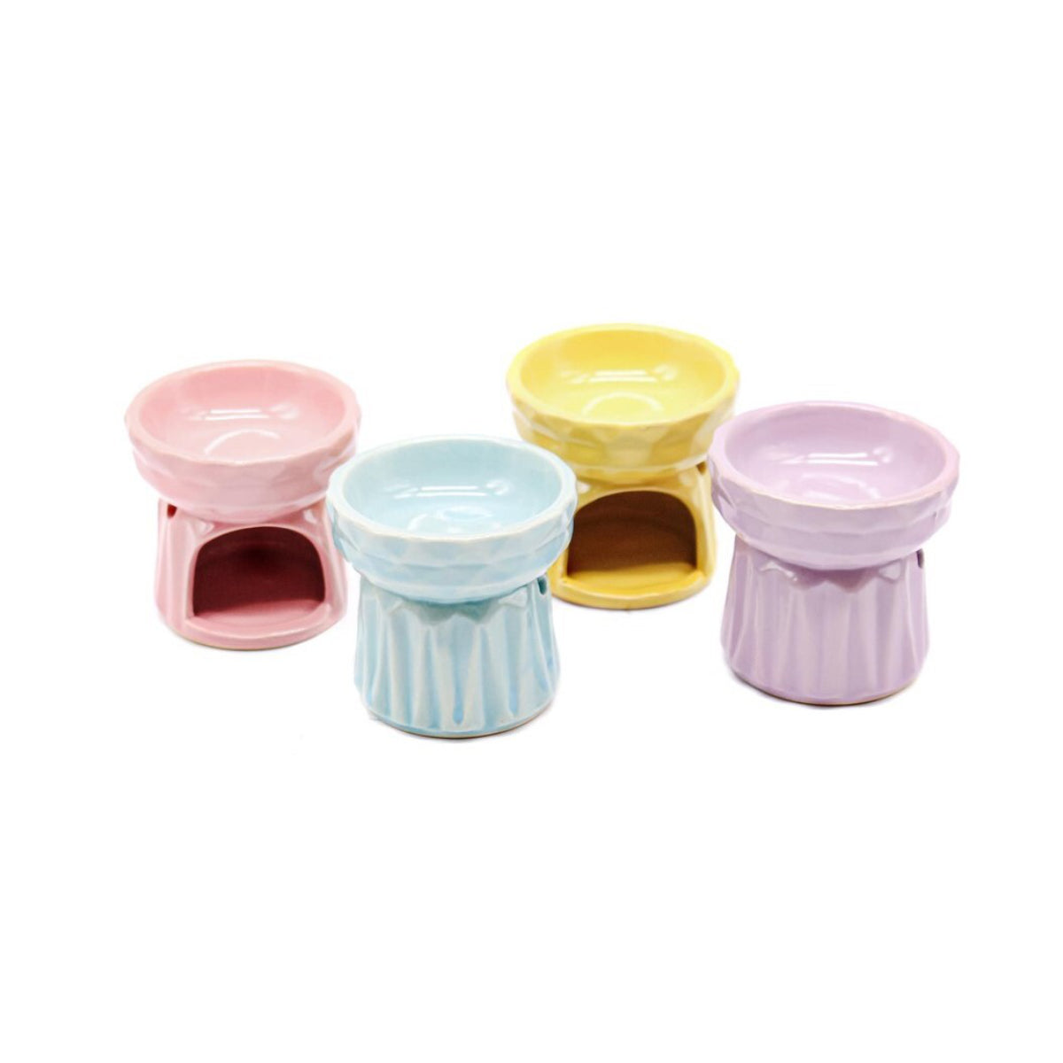 Queimador de cerâmica de 7cm, em lilás, amarelo, azul e rosa
