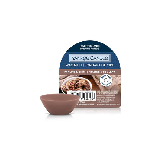 Wax Melt Praline and Birch Yankee Candle com aroma frutado e notas de baunilha