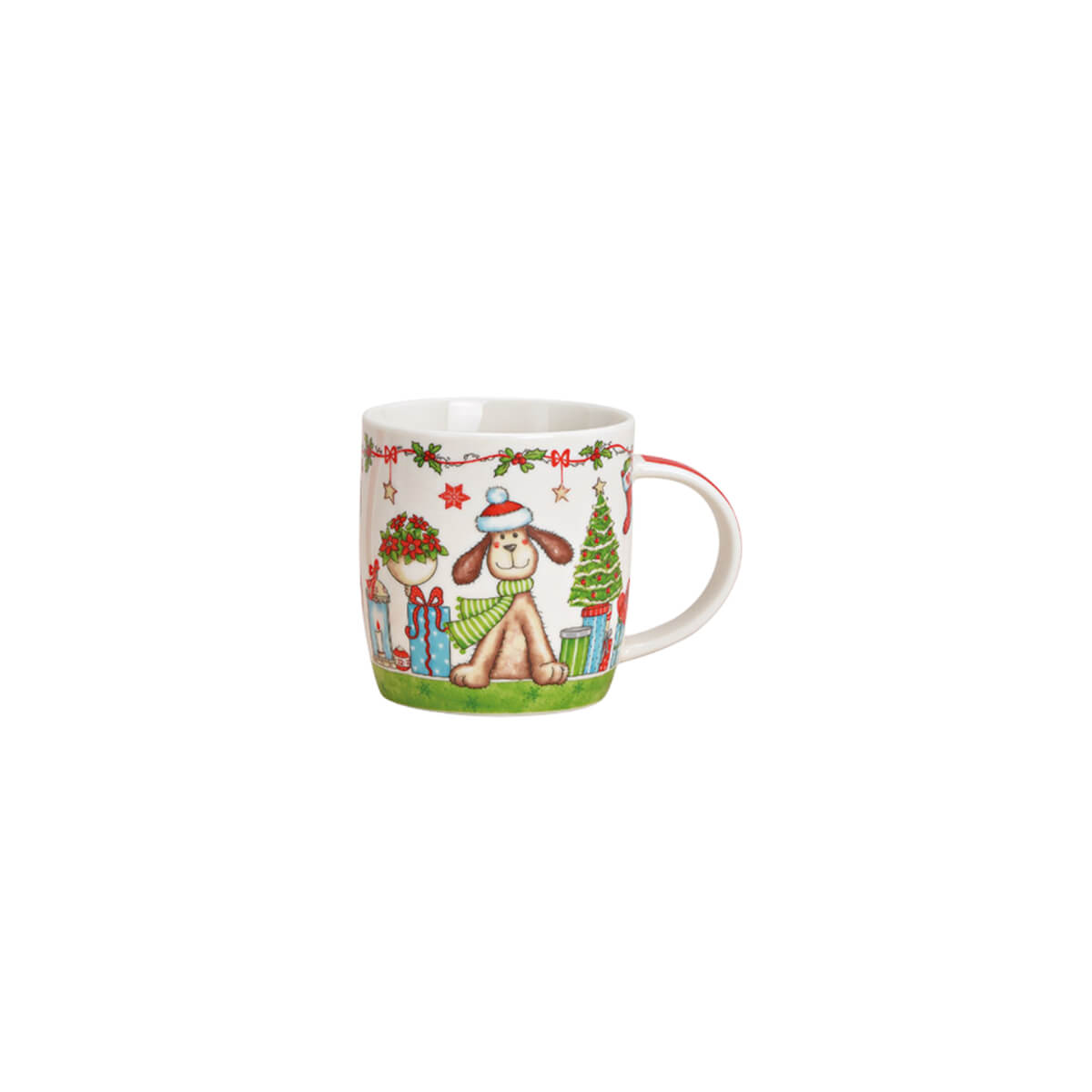 Caneca de Natal com Cão Verde