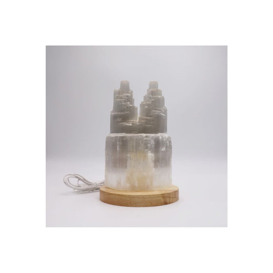 Candeeiro Catedral Selenite 2 torres 23cm