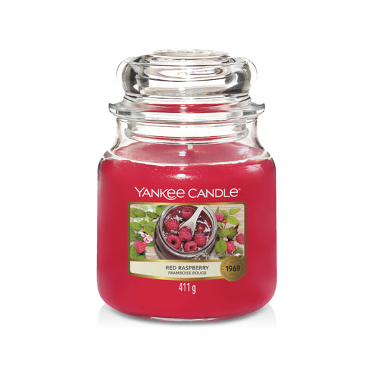 Jarro Vela Médio com a fragrância Red Raspberry da marca Yankee Candle
