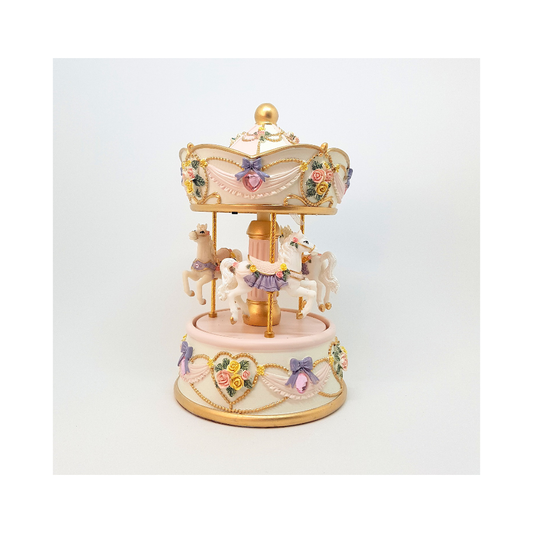 Caixa de Música Carrossel Cavalos com Luzes LED Musicboxworld