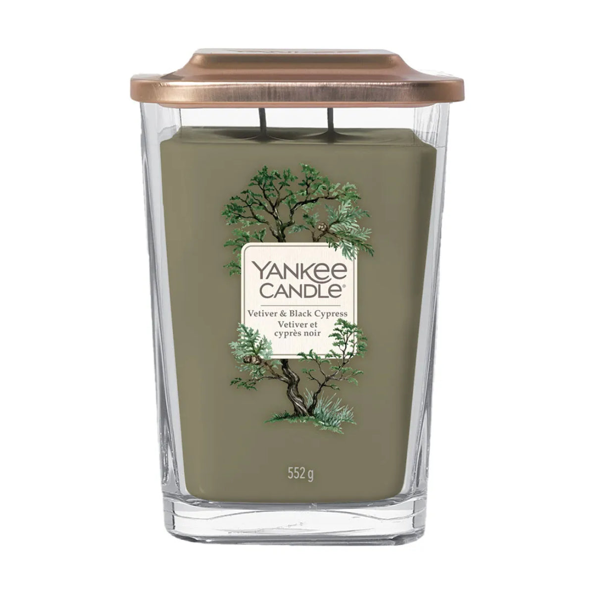 Jarro Vela Grande com a fragrância Vetiver & Black Cypress da marca Yankee Candle Elevation