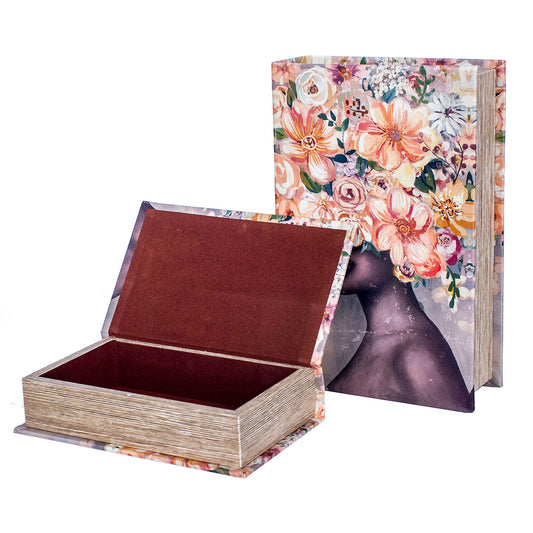 Caja Libro Mujer con Flores