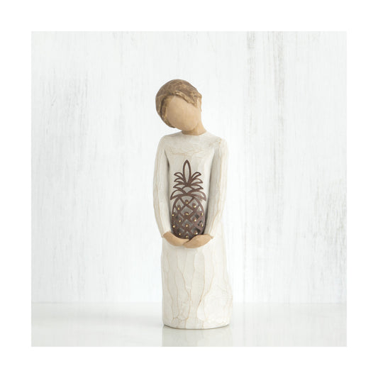 Willow Tree é uma linha íntima de estatuetas criada pela artista Susan Lordi representativas de: amor, proximidade, cura, coragem, esperança, família entre outras emoções que encontramos na vida.  Envolvida numa caixa com a mensagem: 'Uma recepção calorosa de mim para ti'.