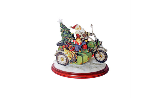 Santa Claus music box on motorcycle