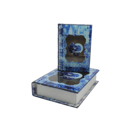 Caja de libros de cristal azul de Delf