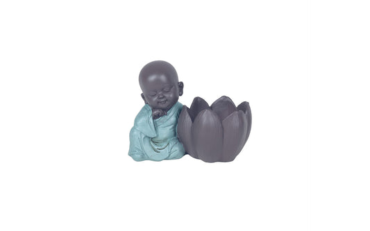 Blue Buddha with Flower 9cm