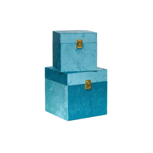 Set of 2 Blue Decorative Boxes