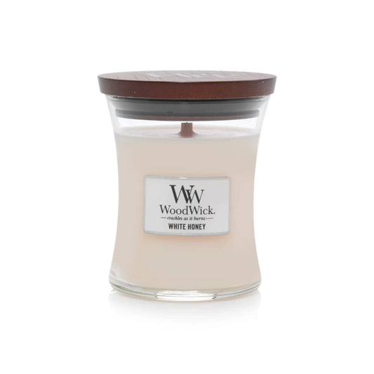 Jarro vela médio com o aroma White honey da marca woodwick