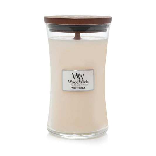 Jarro Vela grande com o aroma White honey da marca woodwick