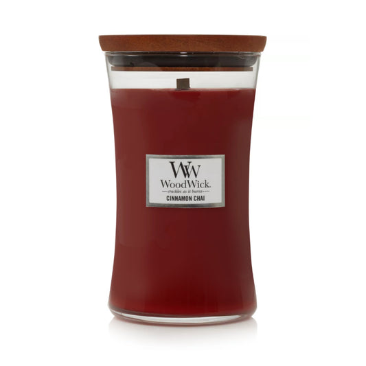 Jarro Vela Grande com a fragrância Cinnamon Chai da marca Woodwick