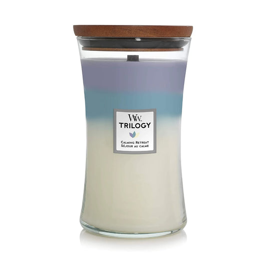 Jarro Vela Grande com a fragrância Calming Retreat Trilogy da marca Woodwick